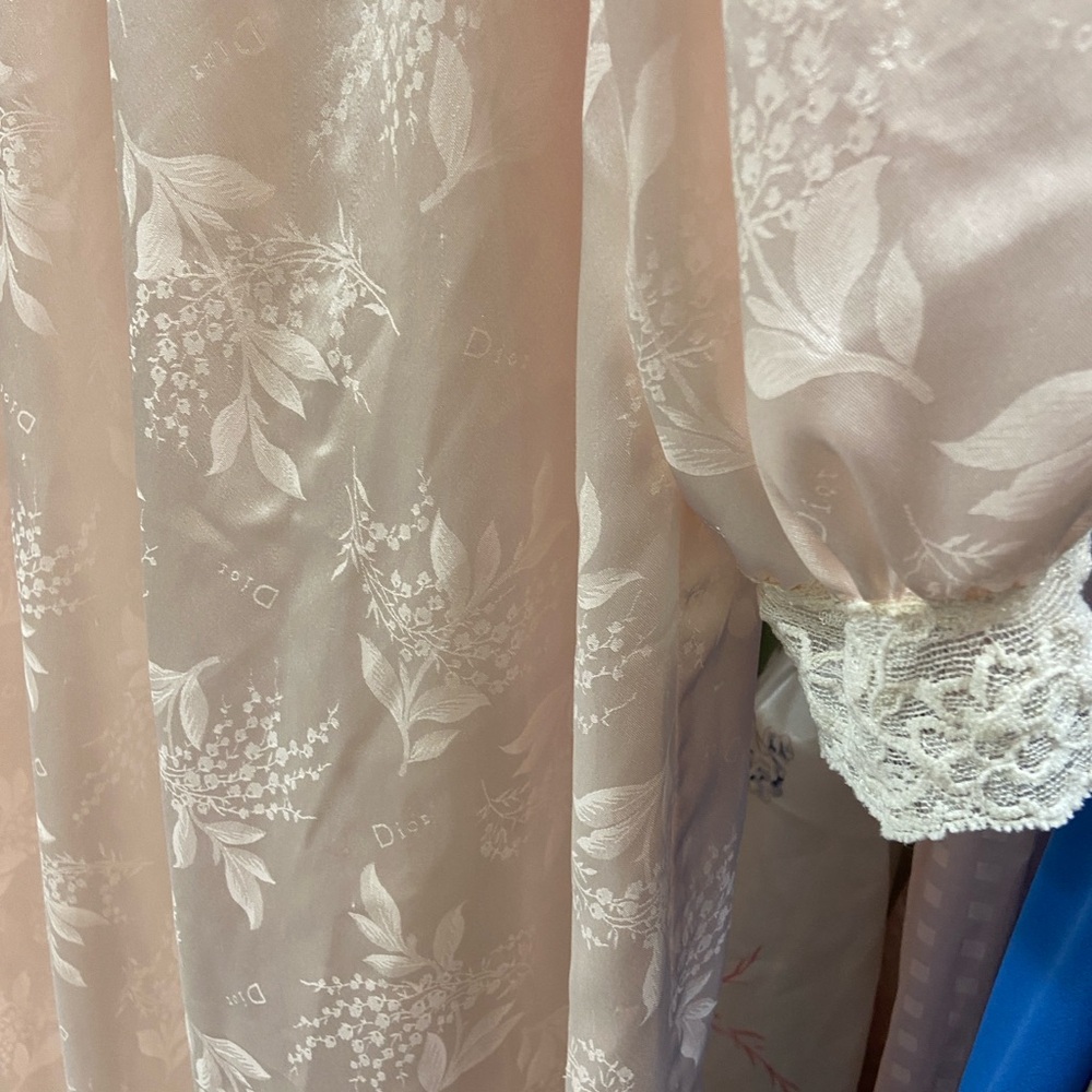 Vintage soft pink Dior nightgown with lace trim